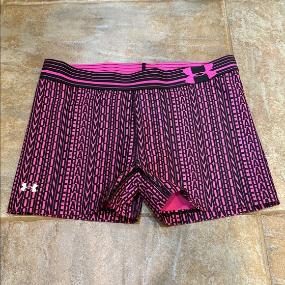 Under Armour Pants - Under Armour Black and Pink Graphic Shorts